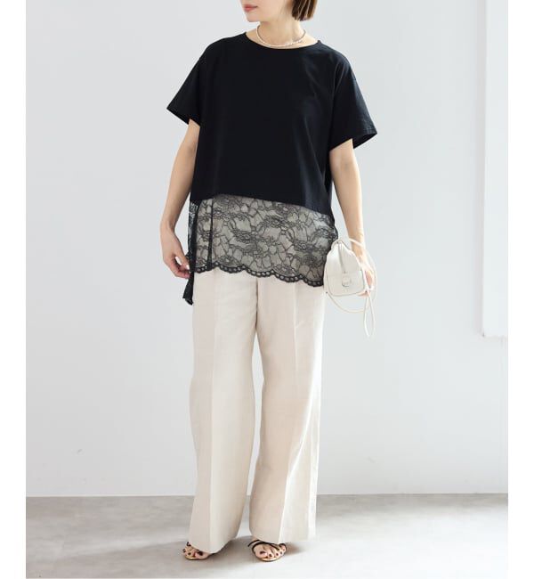 IENA「レースコンビTシャツ」|Tシャツ・カットソー|