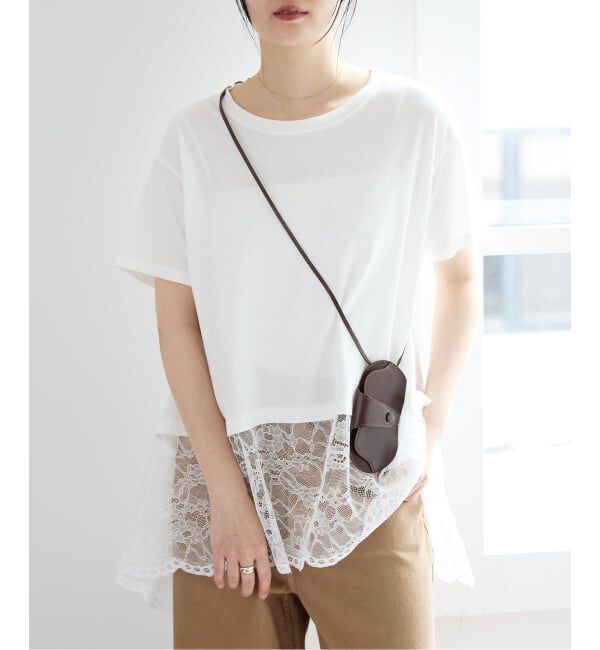 IENA「レースコンビTシャツ」|Tシャツ・カットソー|ホワイト