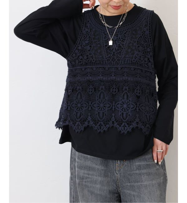 journal standard luxe「《追加》レースMIXノースリーブブラウス（010/040）」|シャツ・ブラウス|