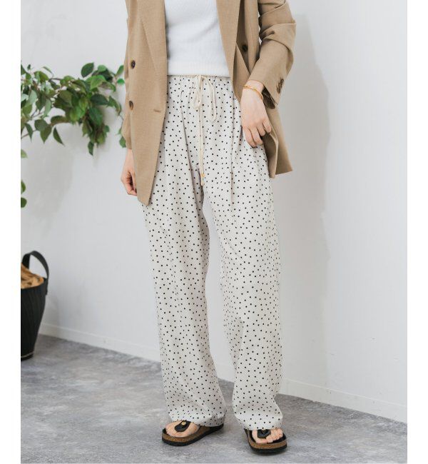 Spick and Span「《WEB限定》ドットプリントイージーストレートパンツ」|スラックス|