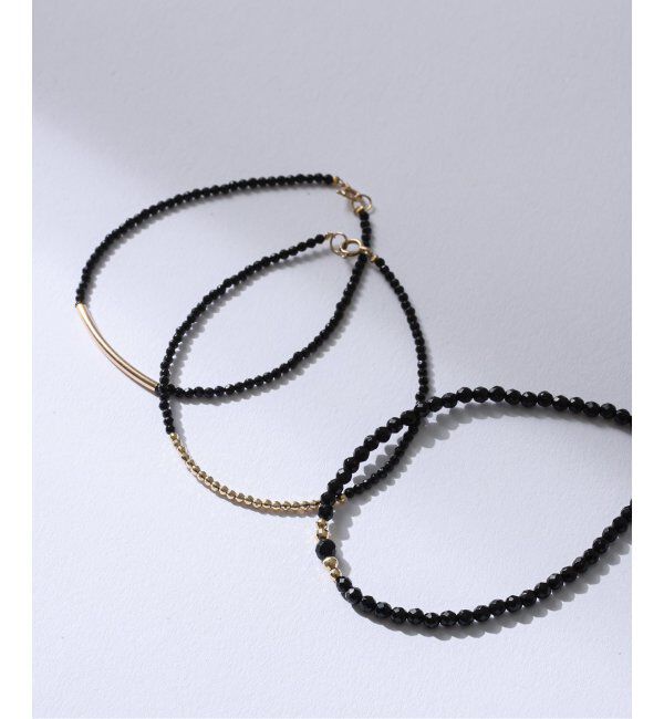 Lilas by Spick&Span「ゴールドビーズ4Pオニキスブレスレット K10」|ブレスレット・バングル|