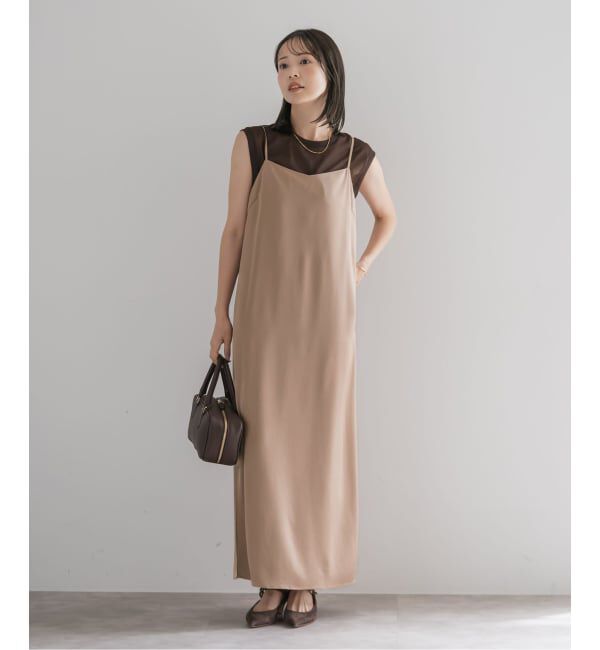 NOBLE「【洗える】ルナサテンコンフォートキャミワンピース」|ワンピース|