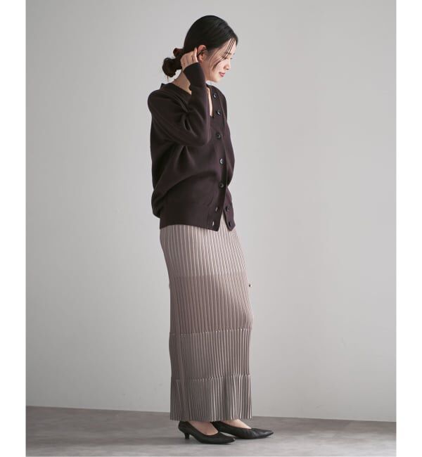 NOBLE「《追加》【洗える】ランダムバイカラーリブニットスカート」|スカート|