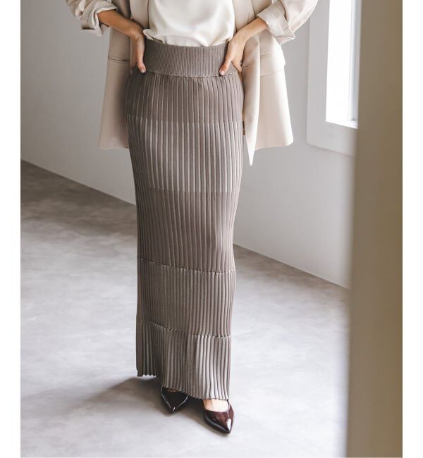 NOBLE「《追加》【洗える】ランダムバイカラーリブニットスカート」|スカート|