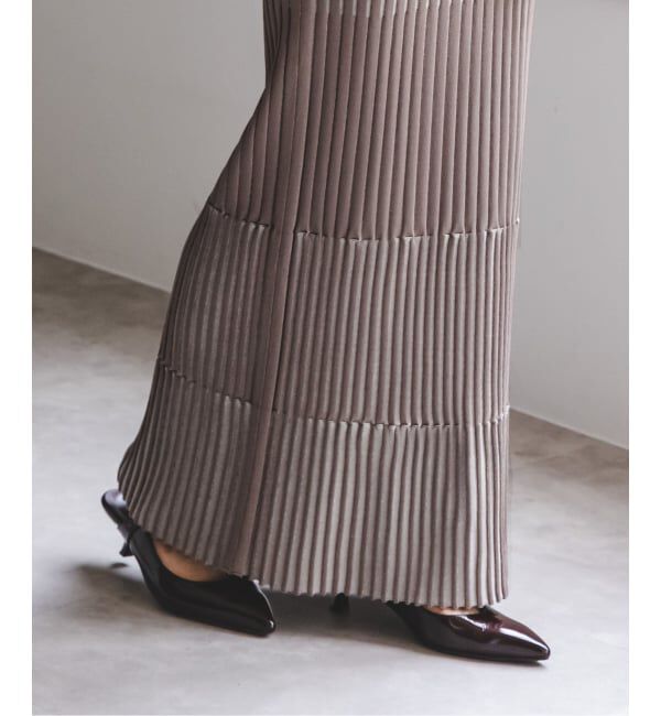 NOBLE「《追加》【洗える】ランダムバイカラーリブニットスカート」|スカート|