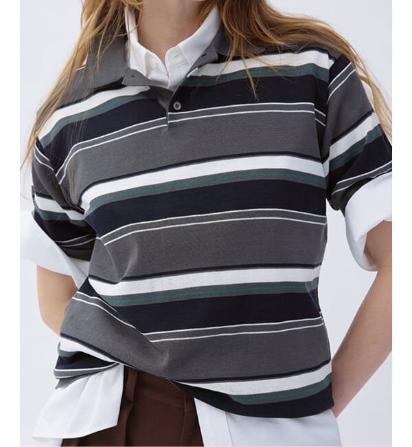 Glyph「《一部店舗+WEB限定》Glyph Multi Border Knit Poloshirt」|ニット・セーター|ネイビー