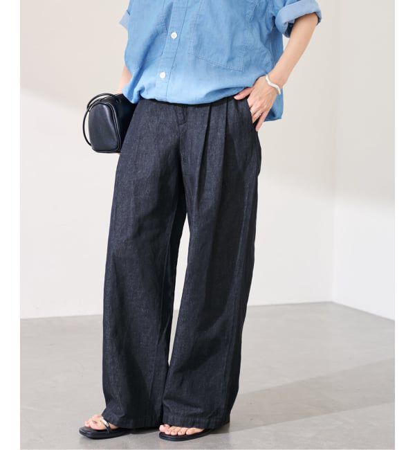 FRAMeWORK「≪予約≫リネン混リアクティブデニムパンツ」|スラックス|