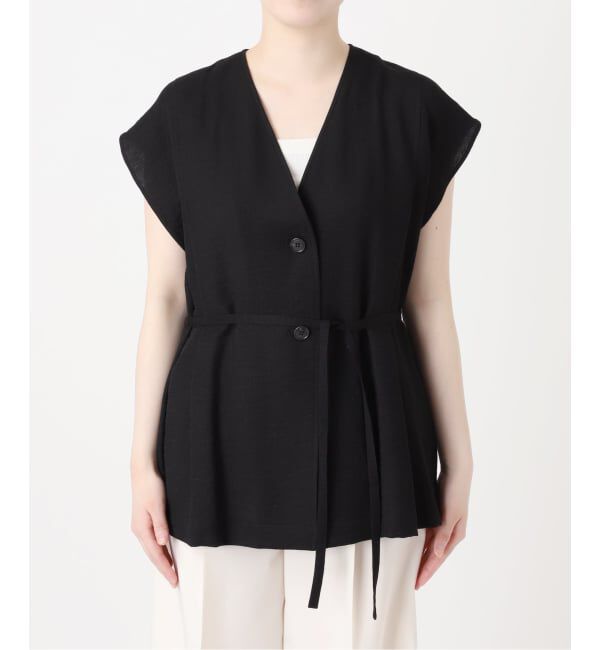 NOBLE「《予約・セットアップ対応》ファジーリネンVカラーベルテッドブラウス」|シャツ・ブラウス|