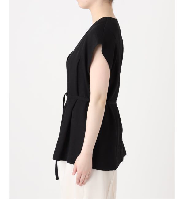 NOBLE「《予約・セットアップ対応》ファジーリネンVカラーベルテッドブラウス」|シャツ・ブラウス|