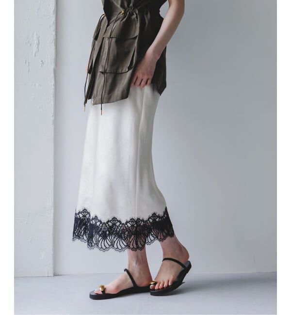 NOBLE「《予約》バイカラーレーススカート」|スカート|