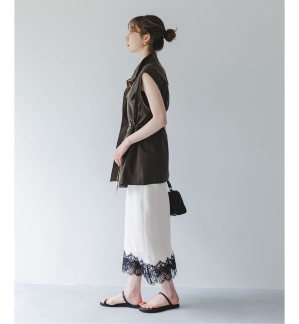 NOBLE「《予約》バイカラーレーススカート」|スカート|