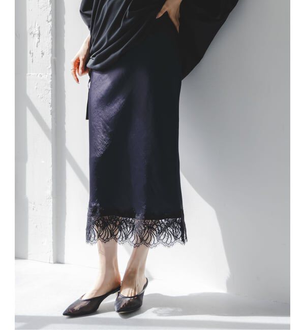 NOBLE「《予約》バイカラーレーススカート」|スカート|