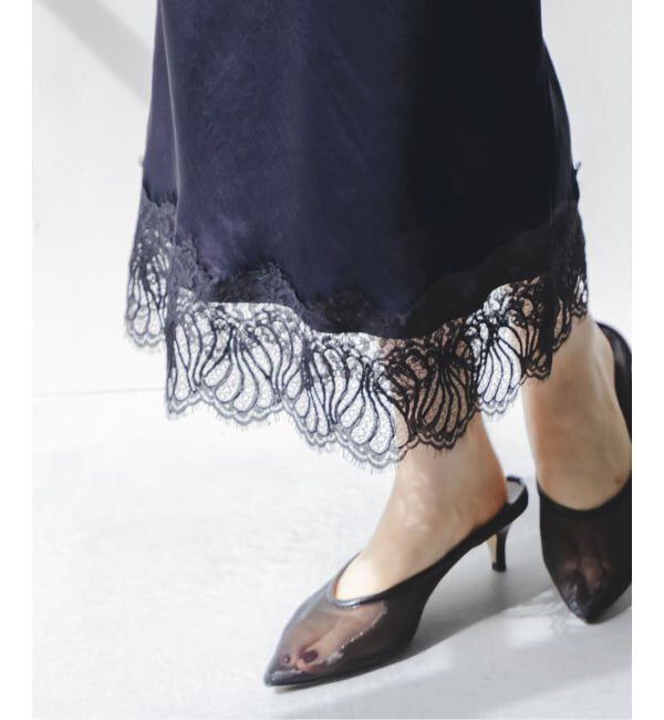 NOBLE「《予約》バイカラーレーススカート」|スカート|