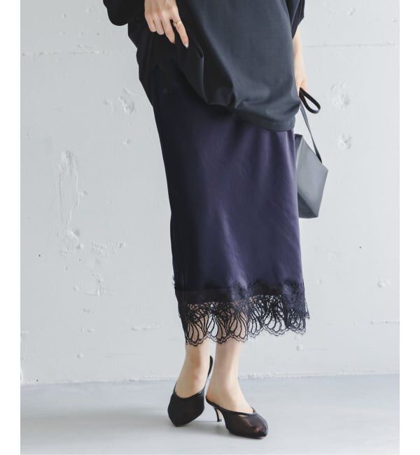 NOBLE「《予約》バイカラーレーススカート」|スカート|
