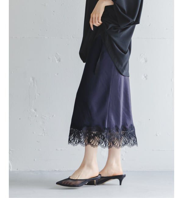 NOBLE「《予約》バイカラーレーススカート」|スカート|