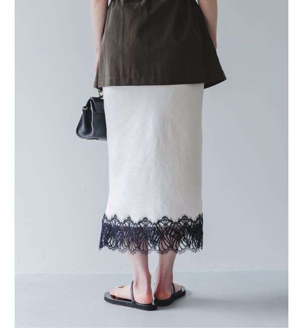 NOBLE「《予約》バイカラーレーススカート」|スカート|