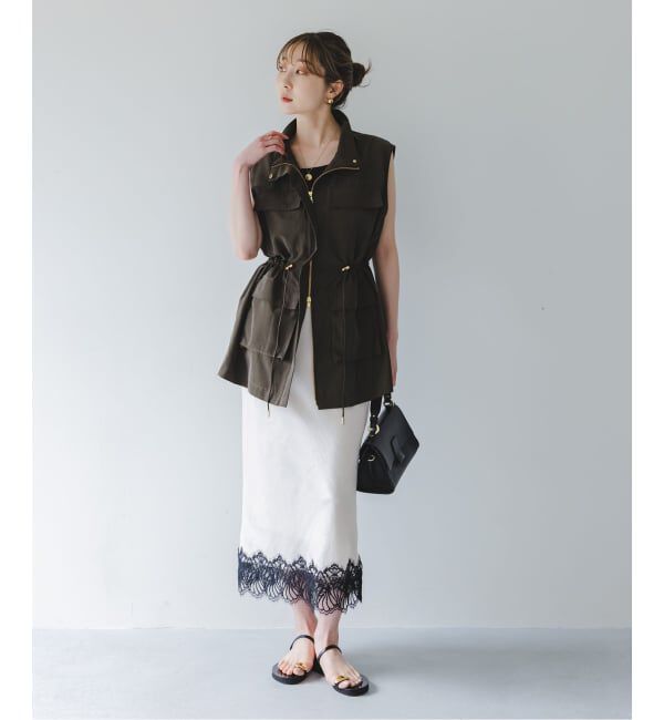 NOBLE「《予約》バイカラーレーススカート」|スカート|