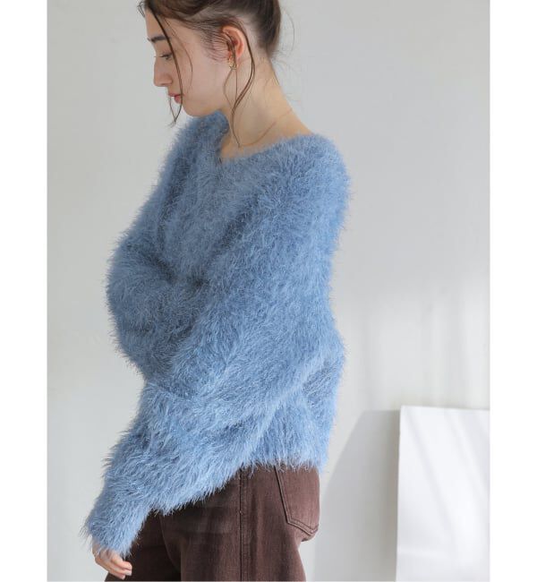  「【洗える】2WAYフェザーニット」|ニット・セーター|サックスブルー