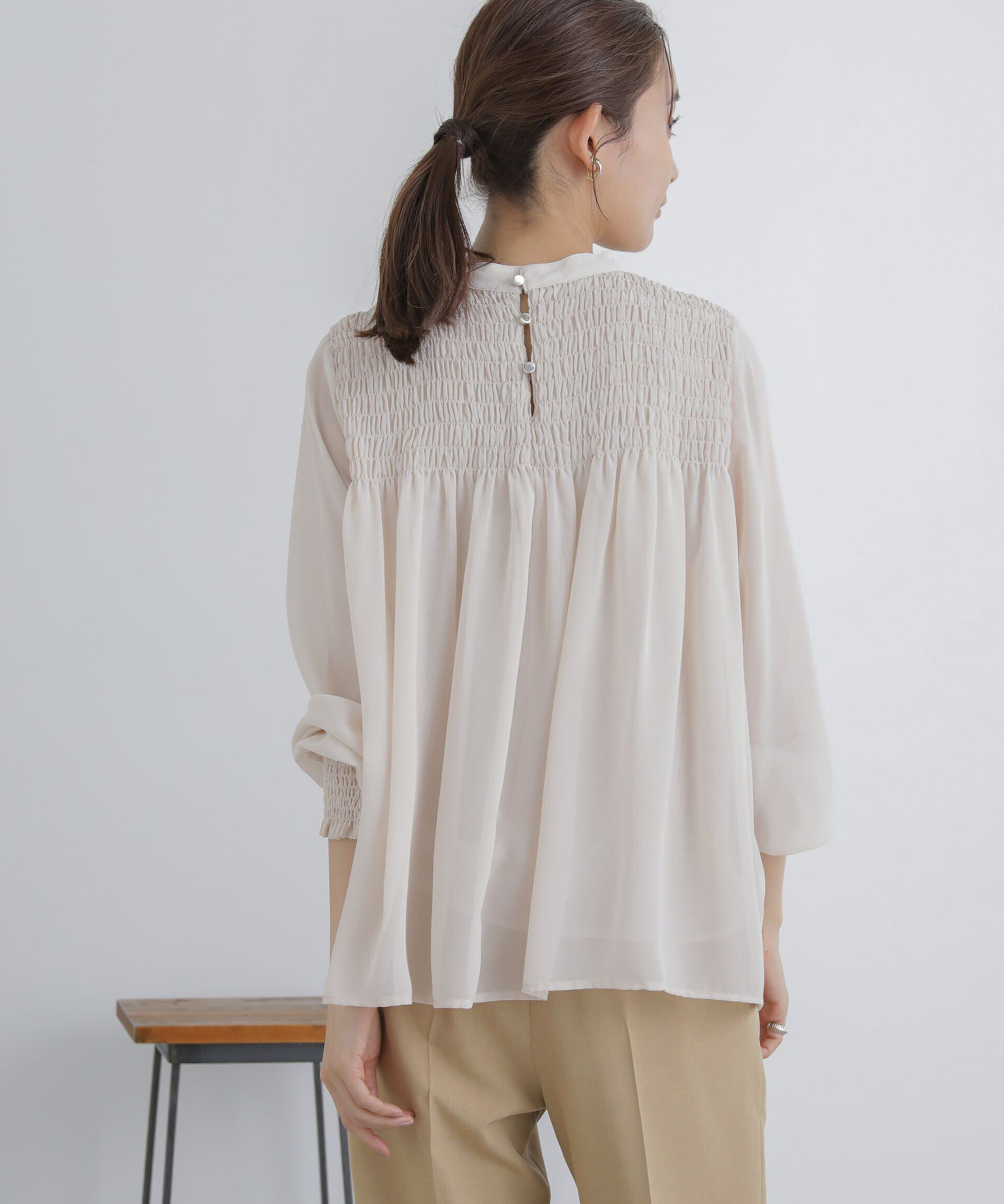 nano･universe「フロントシャーリングブラウス」|シャツ・ブラウス|