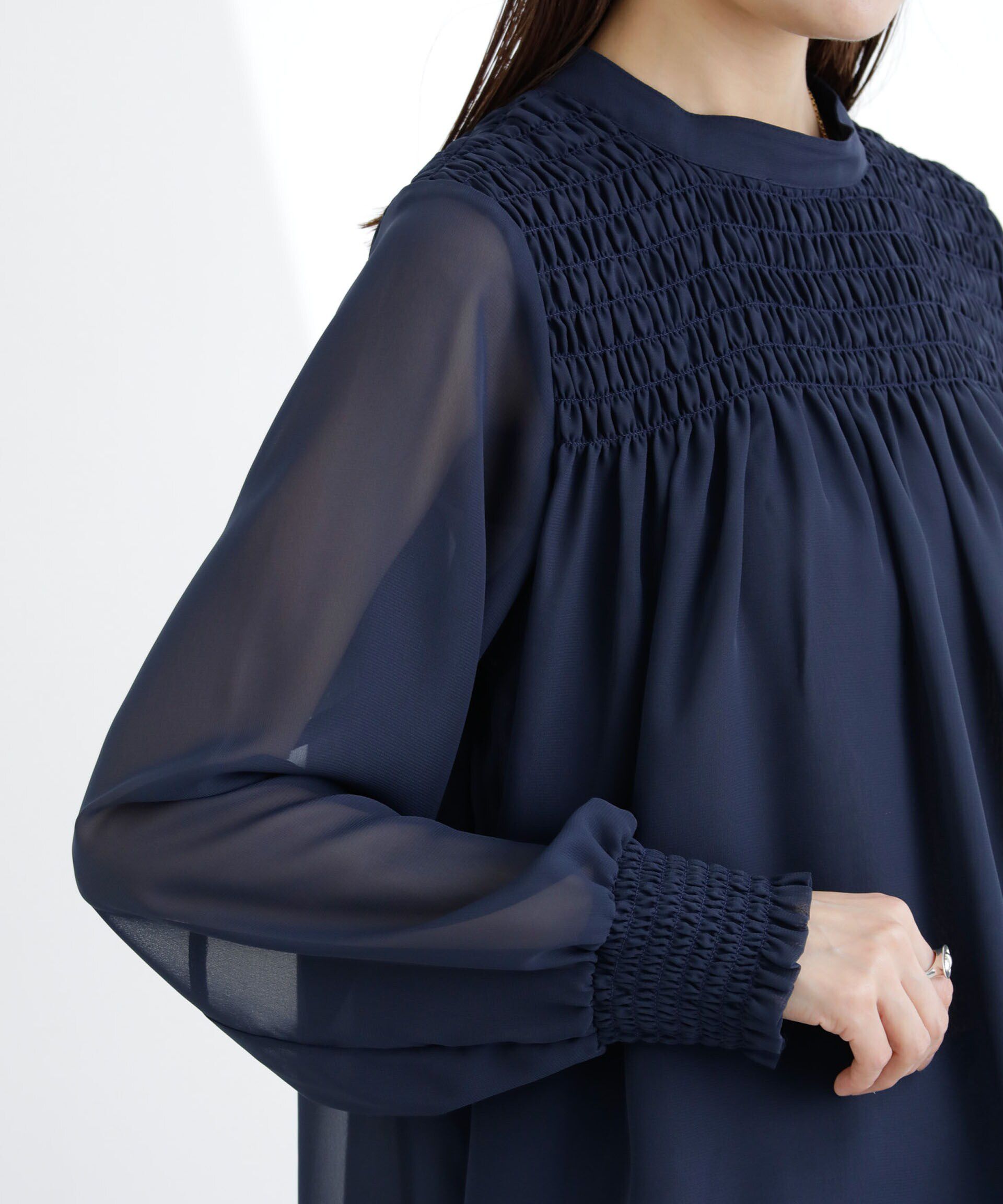 nano･universe「フロントシャーリングブラウス」|シャツ・ブラウス|