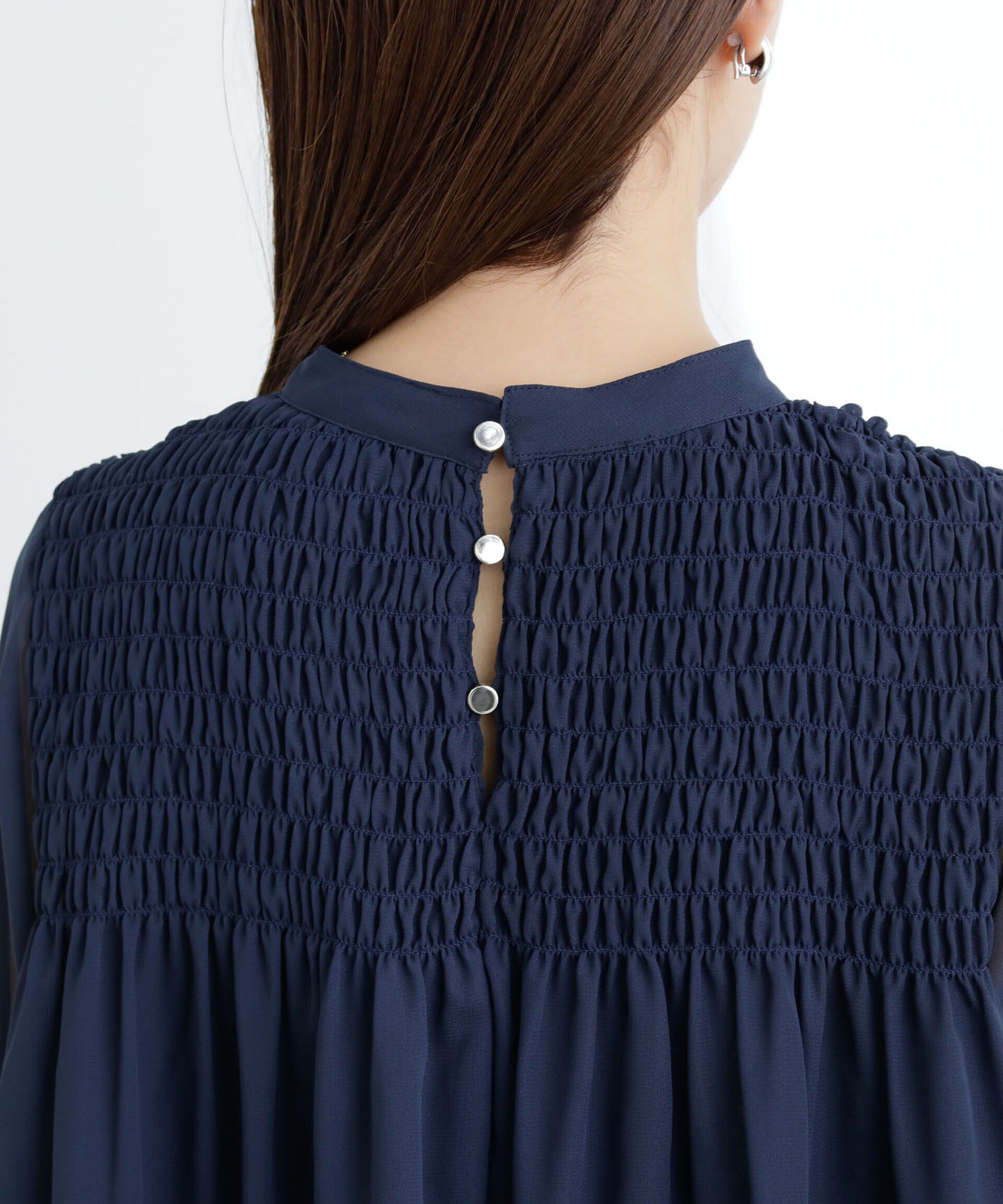 nano･universe「フロントシャーリングブラウス」|シャツ・ブラウス|