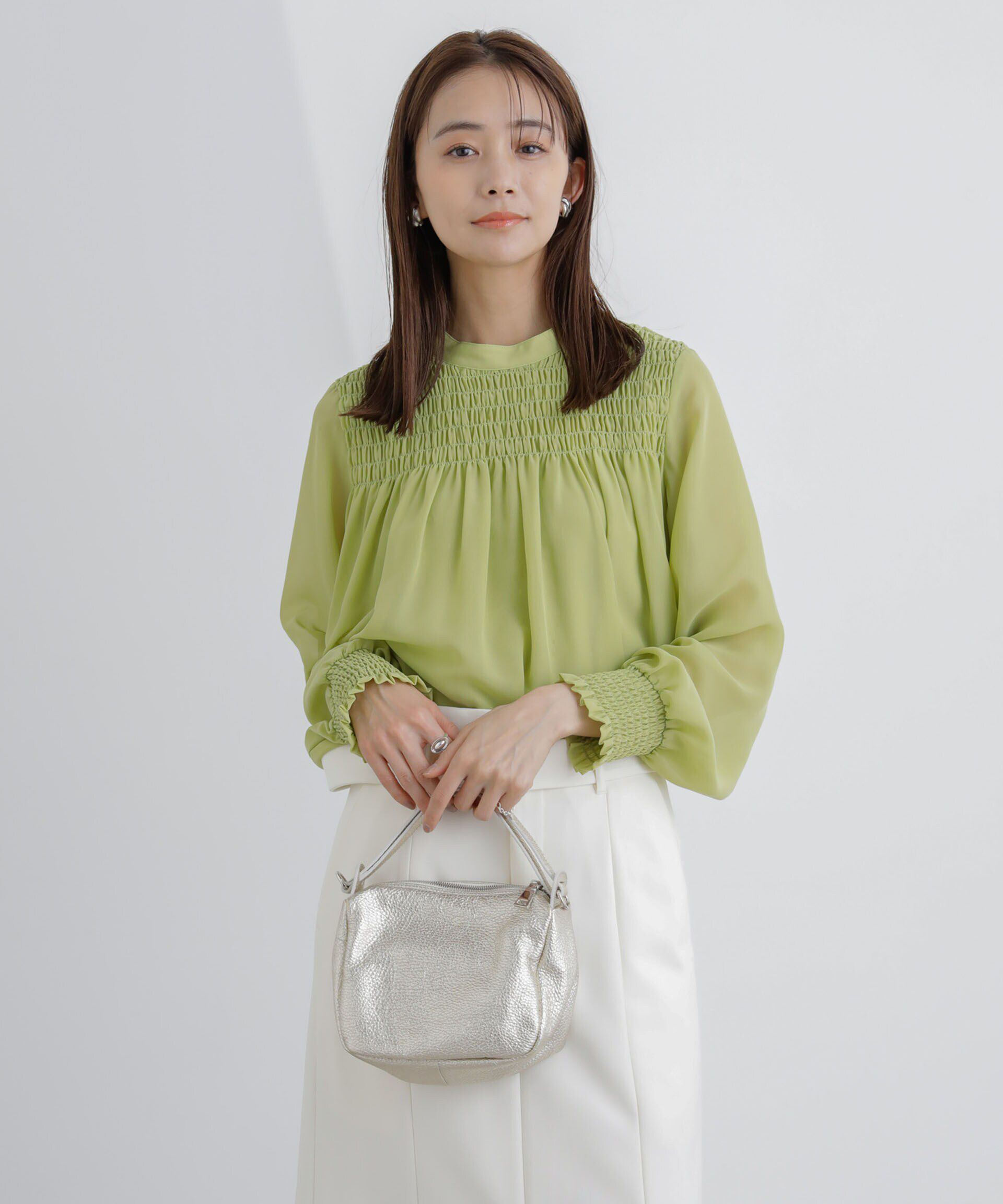 nano･universe「フロントシャーリングブラウス」|シャツ・ブラウス|