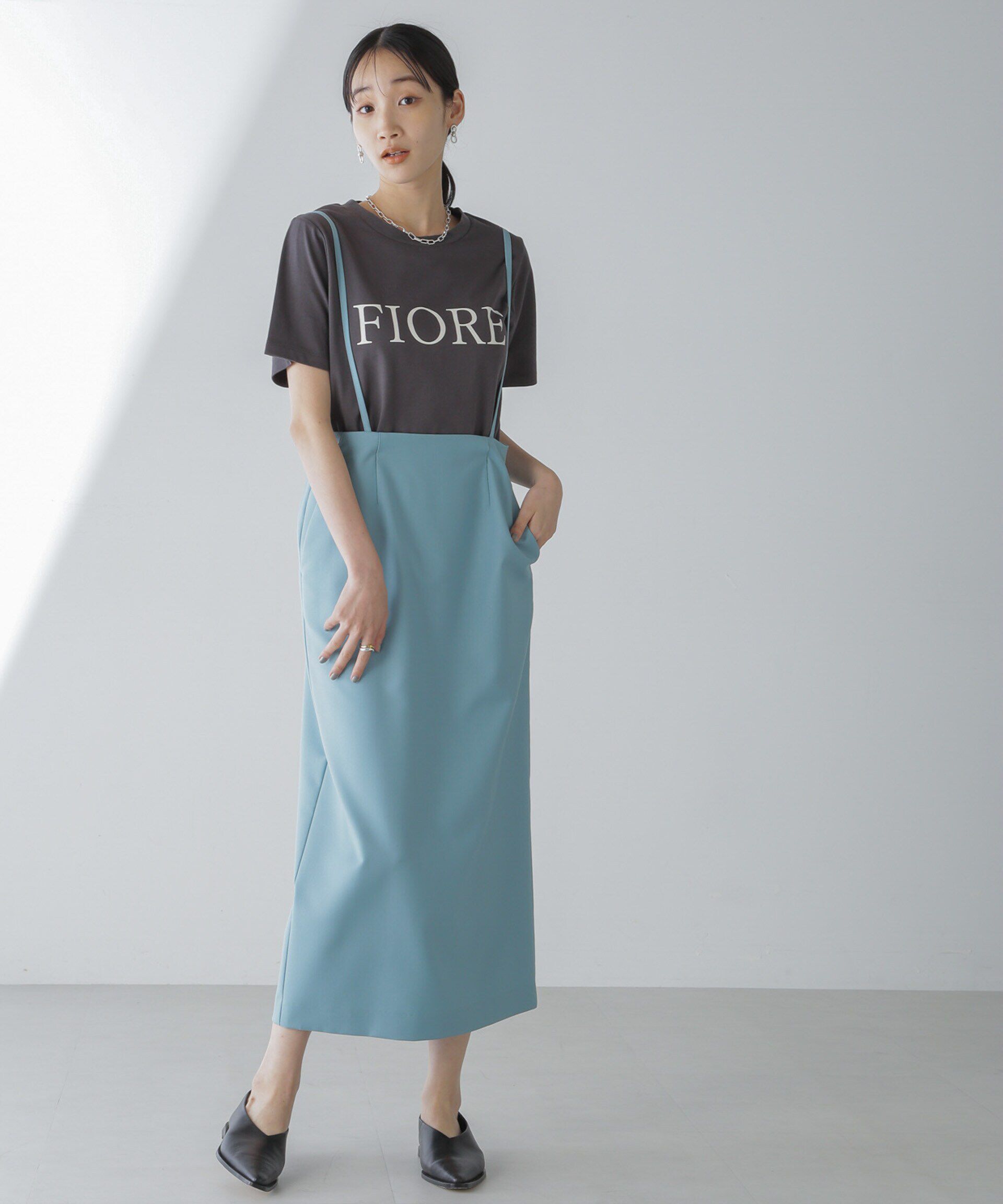 nano･universe「サスペンダースカート」|スカート|ブルーグリー 2