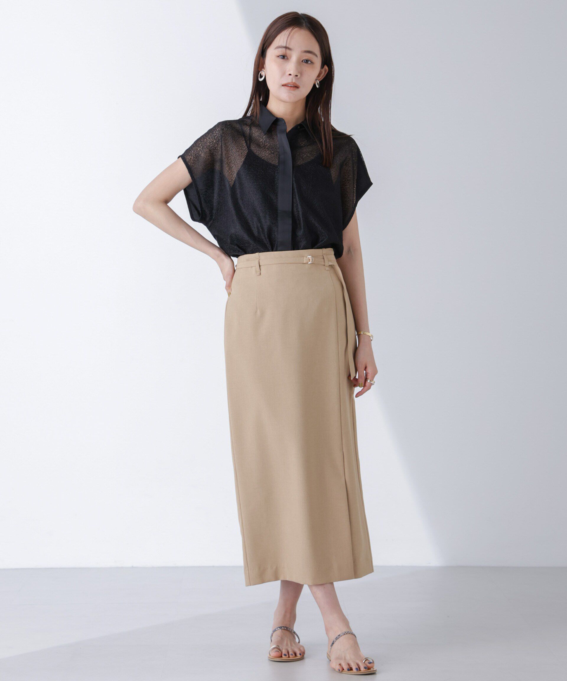 nano･universe「フロントレースシャツ」|シャツ・ブラウス|