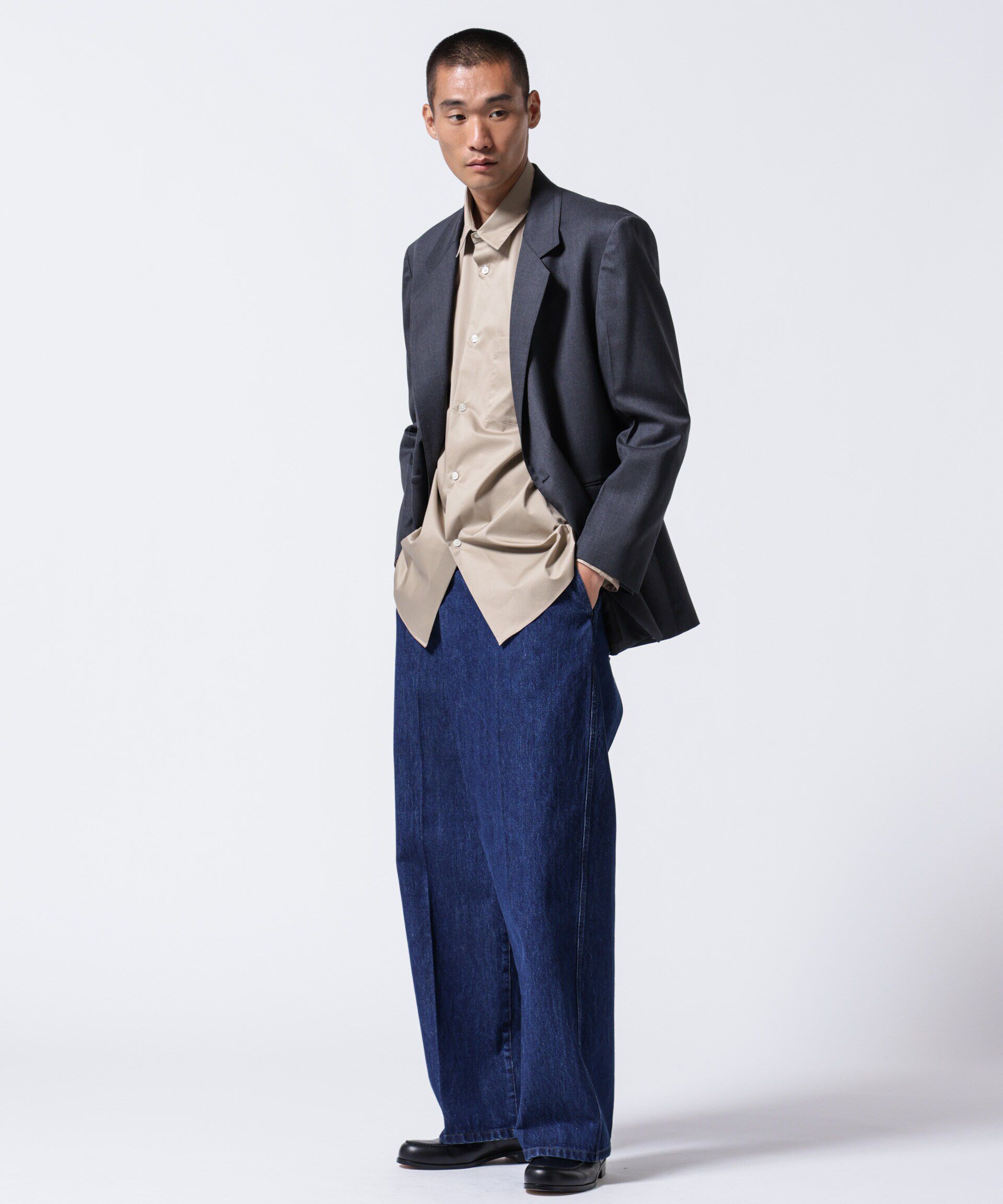 nano･universe「「ASSEMBLANC」ラップディティールデニムトラウザー」|チノ|