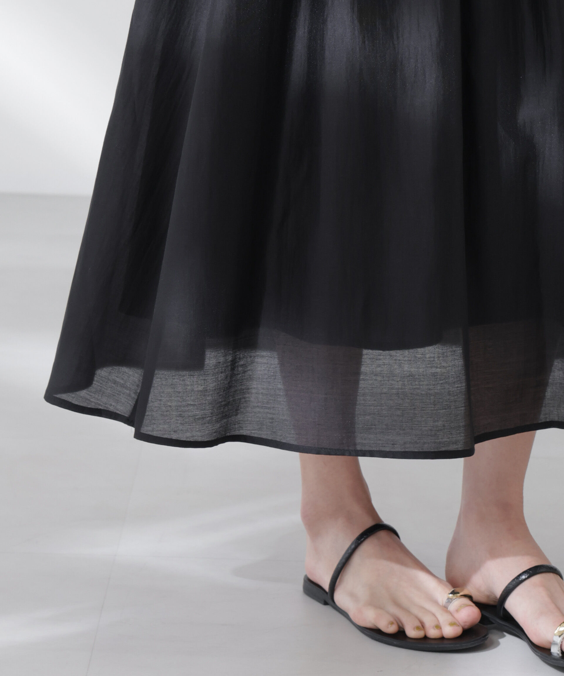 nano･universe「シアーサテンウエストシャーリングワンピース」|ワンピース|