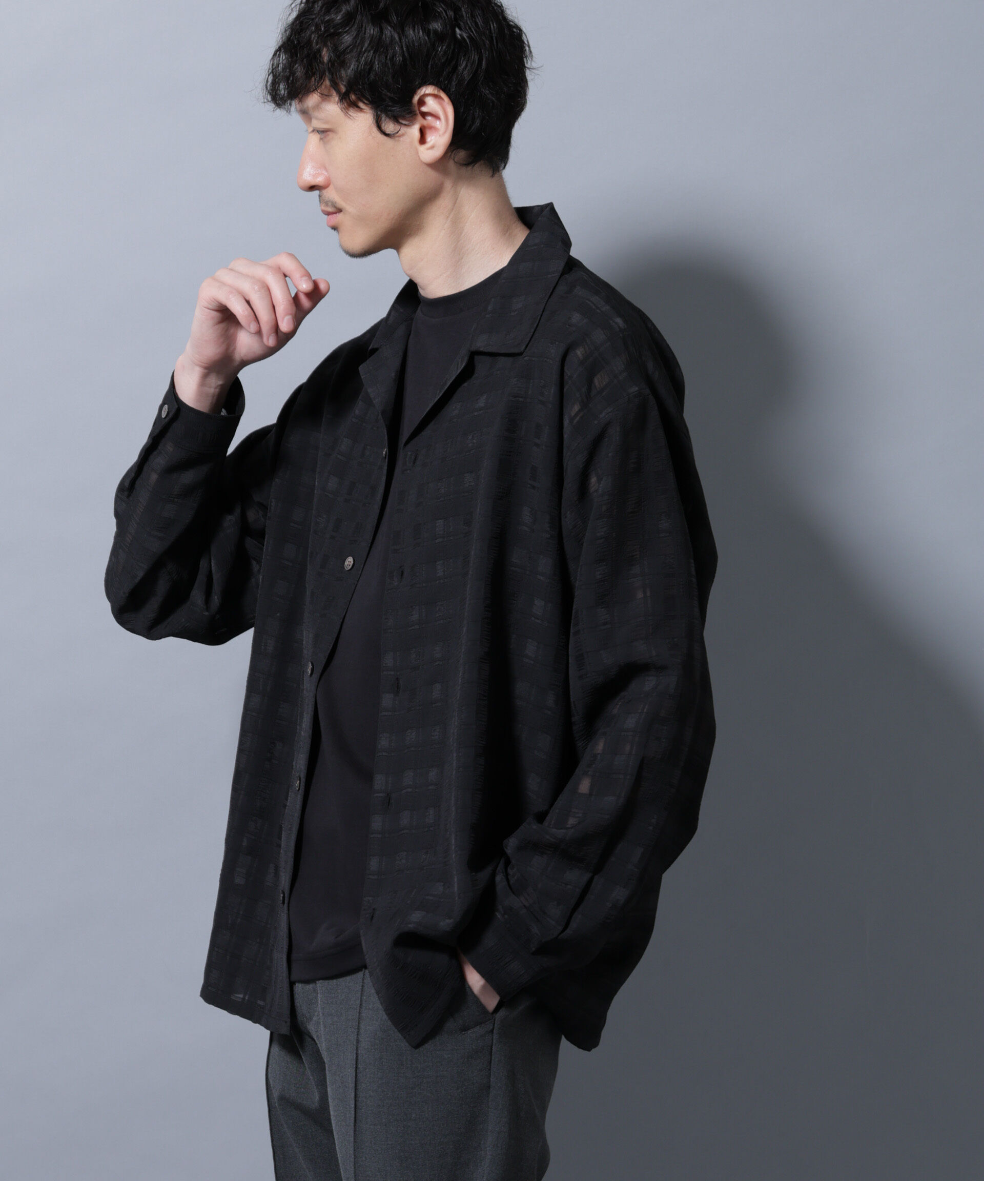 nano･universe「シースルーチェックシャツ 長袖」|シャツ・ブラウス|