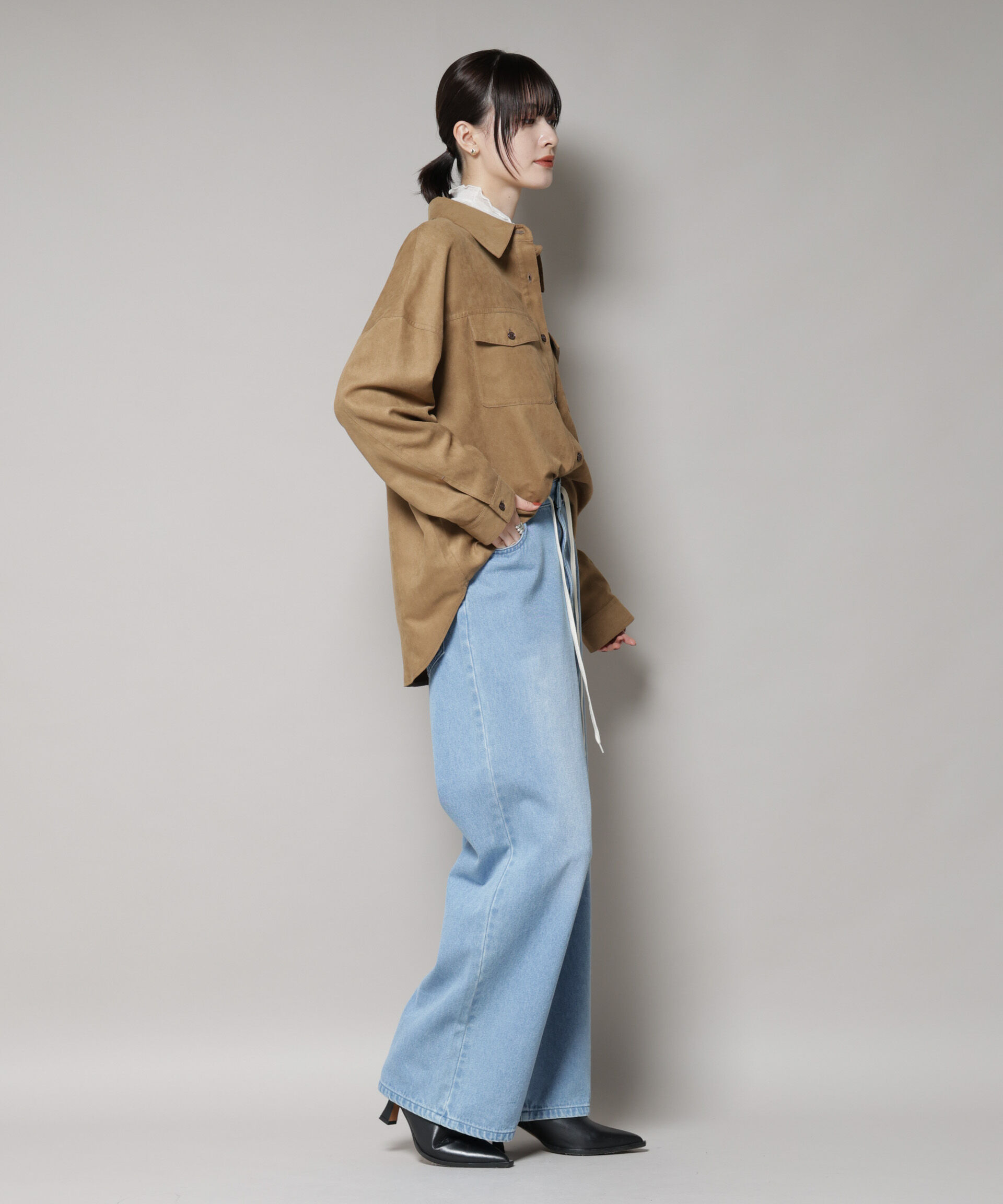 nano･universe「ドロストワイドデニムパンツ」|チノ|