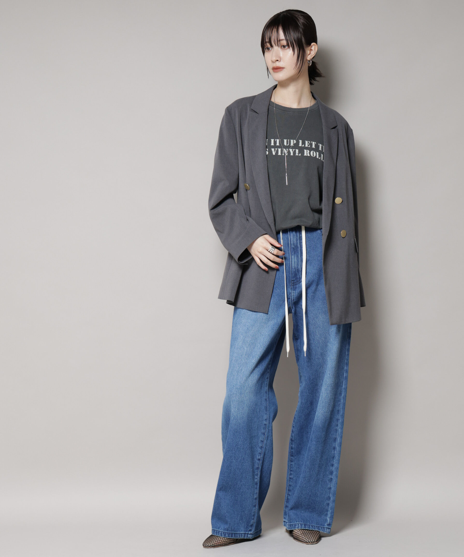 nano･universe「ドロストワイドデニムパンツ」|チノ|