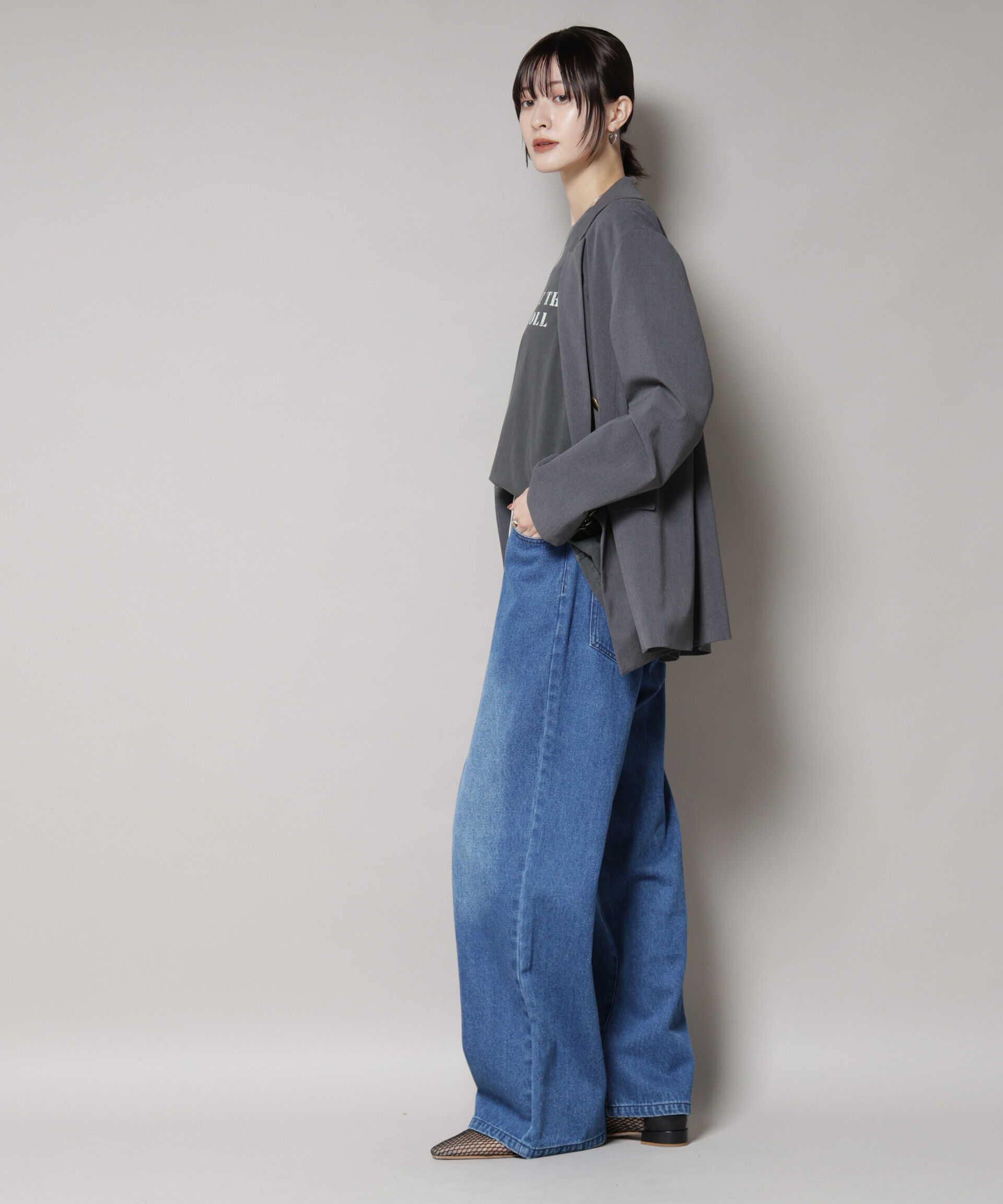 nano･universe「ドロストワイドデニムパンツ」|チノ|