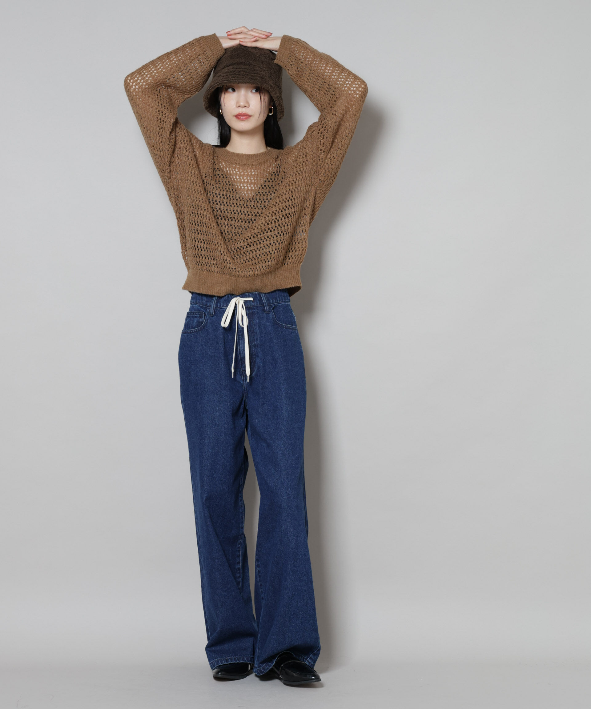 nano･universe「ドロストワイドデニムパンツ」|チノ|