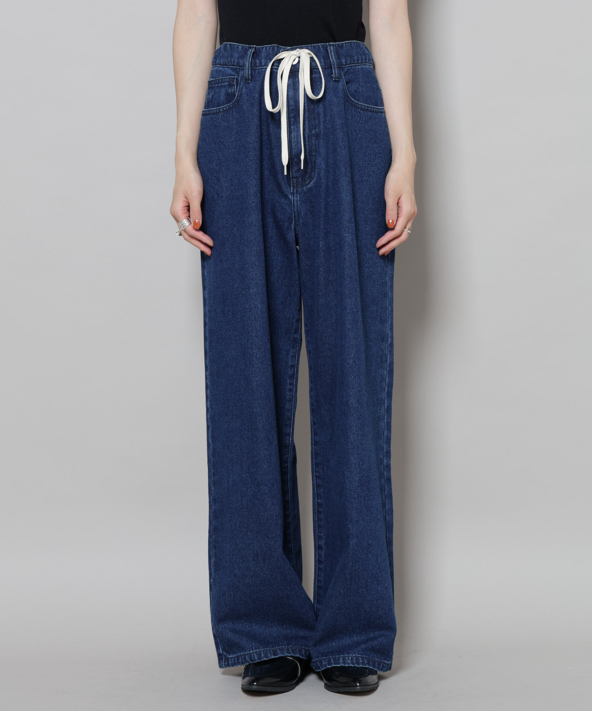 nano･universe「ドロストワイドデニムパンツ」|チノ|