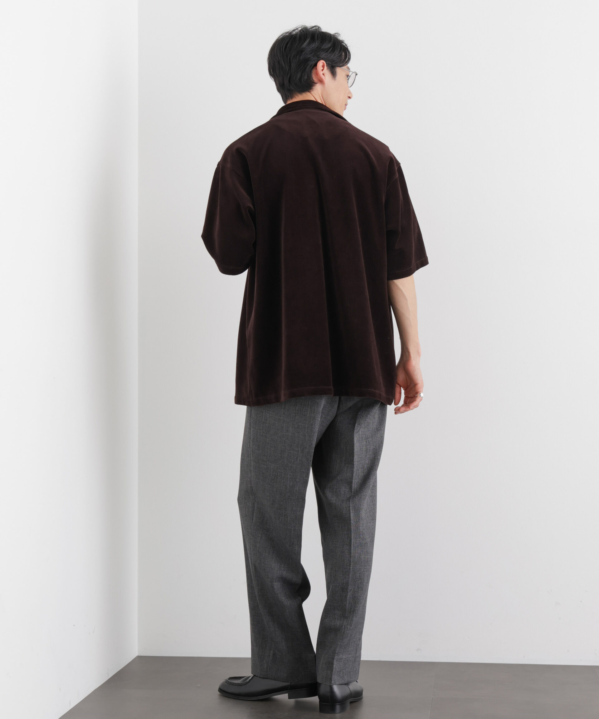 nano･universe「ベロア イタリアンカラーシャツ 半袖」|シャツ・ブラウス|