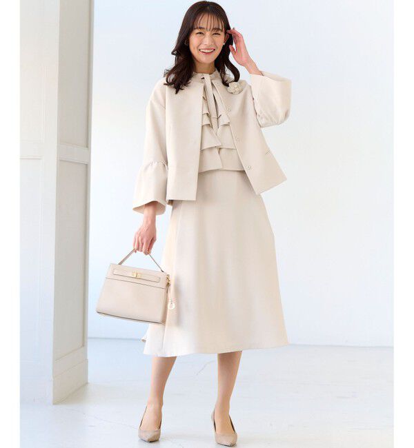 組曲「【KUMIKYOKU NAVY】コンフォータブルドレープ フレアスリーブジャケット」|ノーカラージャケット|