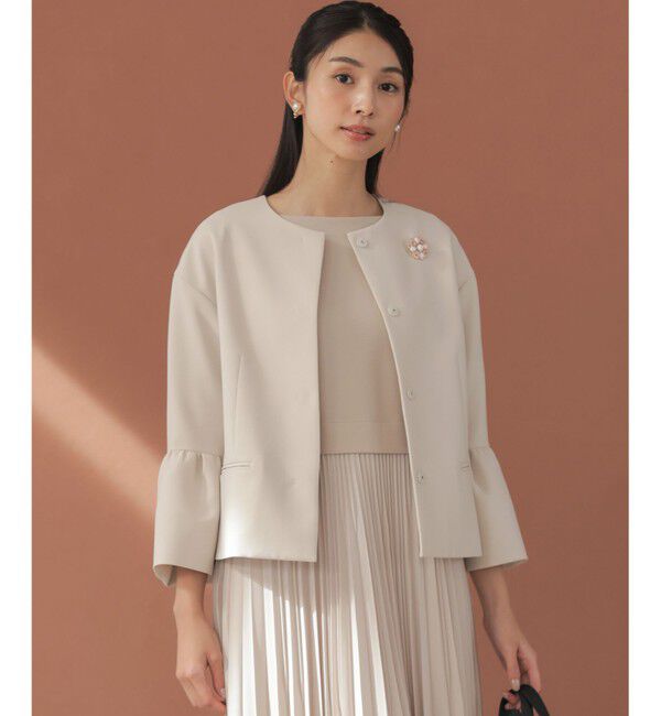 組曲「【KUMIKYOKU NAVY】コンフォータブルドレープ フレアスリーブジャケット」|ノーカラージャケット|