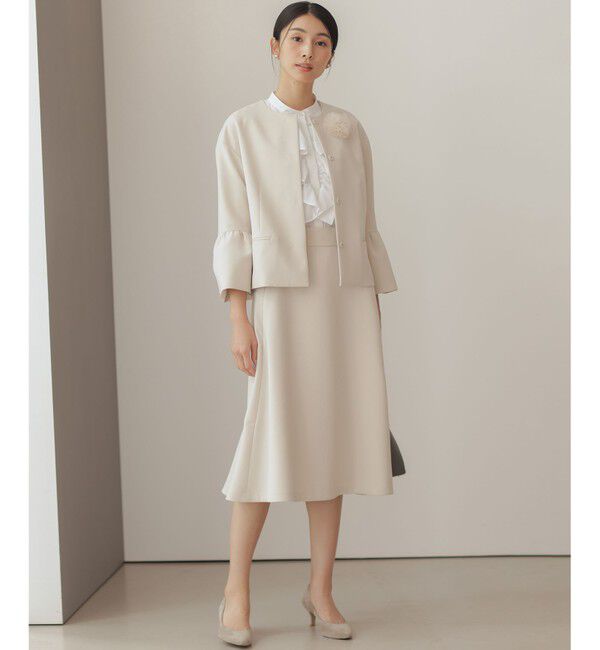 組曲「【KUMIKYOKU NAVY】コンフォータブルドレープ フレアスリーブジャケット」|ノーカラージャケット|