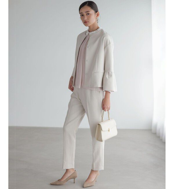 組曲「【KUMIKYOKU NAVY】コンフォータブルドレープ フレアスリーブジャケット」|ノーカラージャケット|