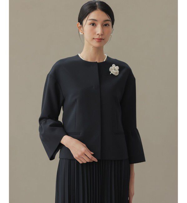 組曲「【KUMIKYOKU NAVY】コンフォータブルドレープ フレアスリーブジャケット」|ノーカラージャケット|
