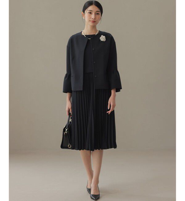 組曲「【KUMIKYOKU NAVY】コンフォータブルドレープ フレアスリーブジャケット」|ノーカラージャケット|