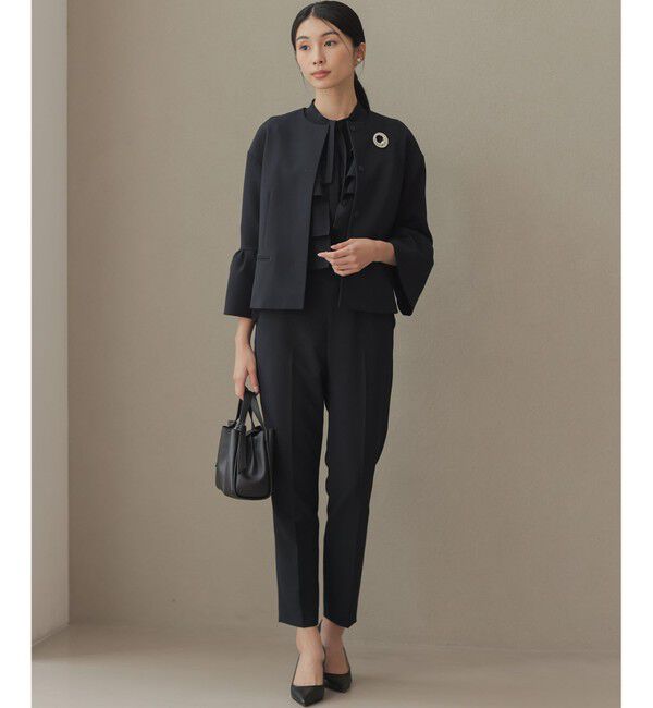 組曲「【KUMIKYOKU NAVY】コンフォータブルドレープ フレアスリーブジャケット」|ノーカラージャケット|