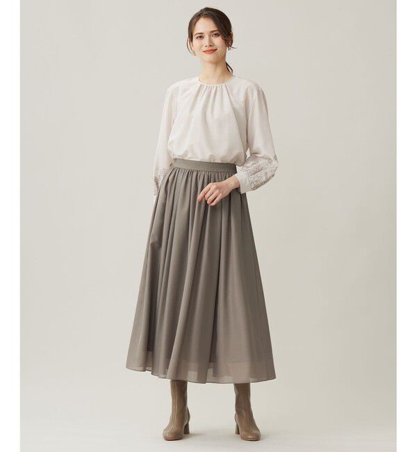 自由区「【ウエストゴム・洗える】シアーギャザー スカート」|スカート|