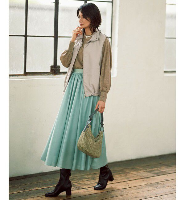 自由区「【ウエストゴム・洗える】シアーギャザー スカート」|スカート|