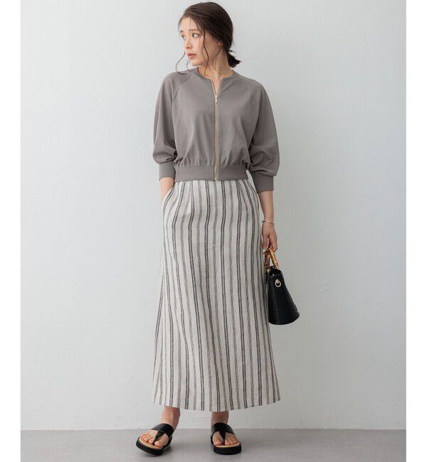 23区「【洗える】リネンストライプ Aライン スカート」|スカート|
