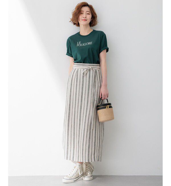 23区「【洗える】リネンストライプ Aライン スカート」|スカート|