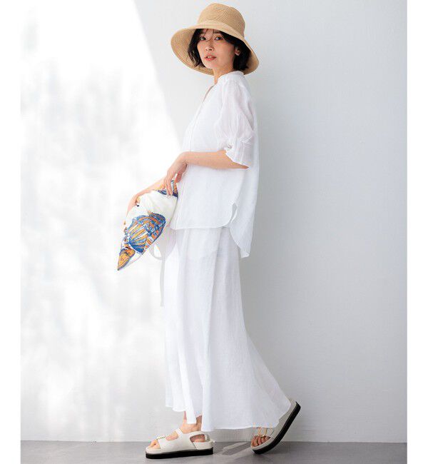 23区「【洗える】LIBECOリネン デザインスリーブ ブラウス」|シャツ・ブラウス|