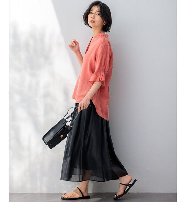 23区「【洗える】LIBECOリネン デザインスリーブ ブラウス」|シャツ・ブラウス|